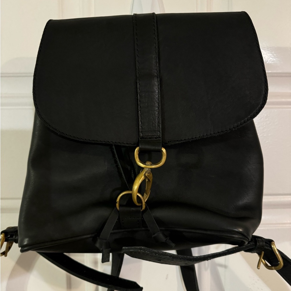 Abby Alley Black Leather Backpack